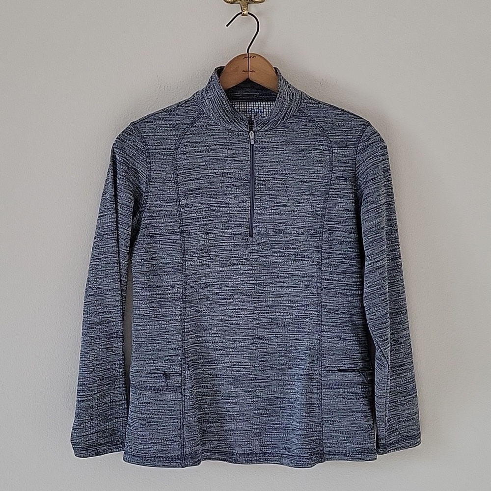 IBKUL‎ Grey Space Dye 1/4 Zip Pullover Size Small